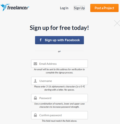 freelancer signup