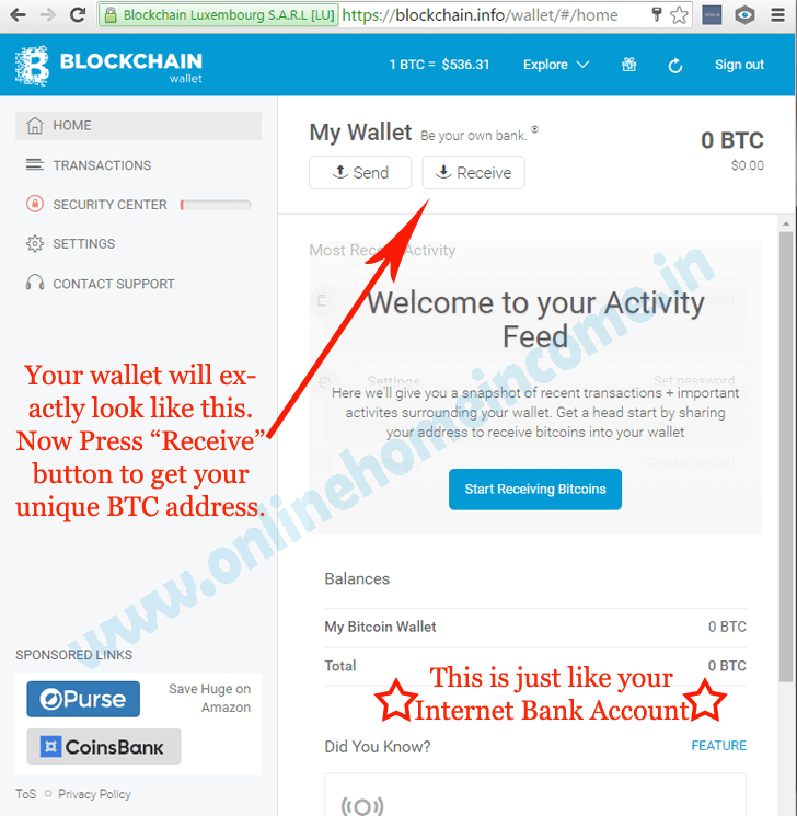 Bitcoins How To Create A Blockchain Wallet Account - get btc address