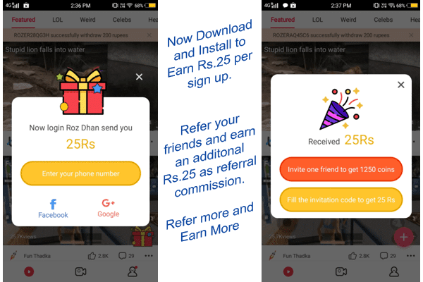 Refer and Earn RozDhan App