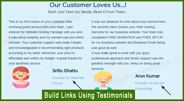 Build Backlinks Using Testimonials