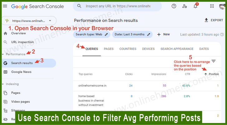Use Search Console to Filter Average Performing Blog Posts